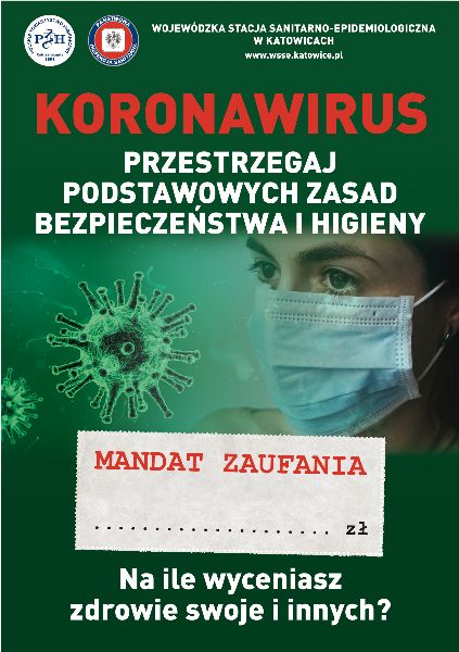 Ulotka informacyjna - Koronawirus przestrzeganie podstawowych zasad bezpieczeństwa i higieny