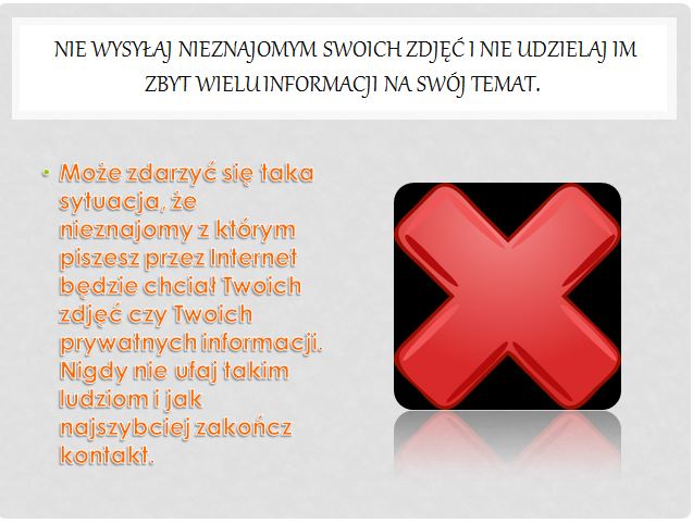 Plakat prezentujący jedną z zasad bezpiecznego korzystania z Internetu