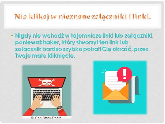Plakat prezentujący jedną z zasad bezpiecznego korzystania z Internetu