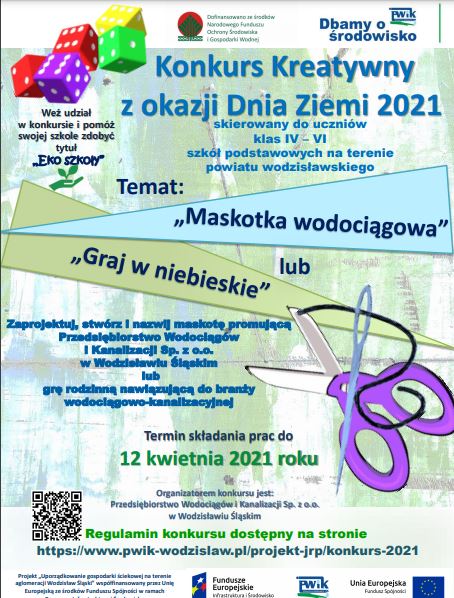 Plakat informujący o konkursie kreatywnym dla klas 4-6