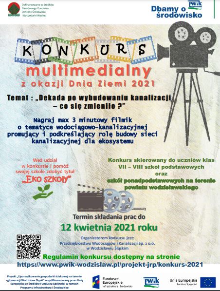 Plakat informujący o konkursie multimedialnym dla klas 7-8