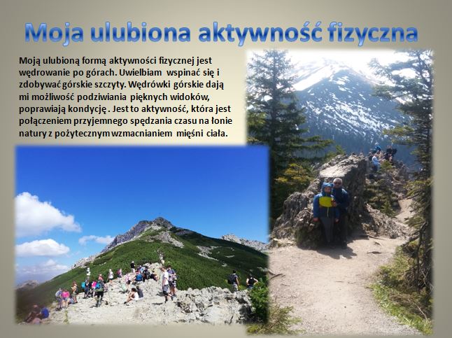 Kolejne sladjdy prezentacji dotyczącej aktywności fizycznej w czasie nauczania zdalnego