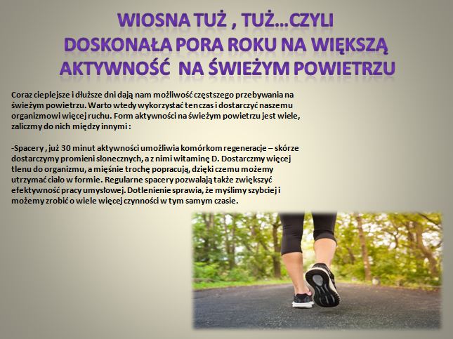 Kolejne sladjdy prezentacji dotyczącej aktywności fizycznej w czasie nauczania zdalnego