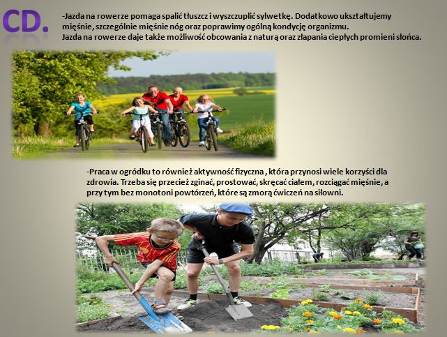 Kolejne sladjdy prezentacji dotyczącej aktywności fizycznej w czasie nauczania zdalnego