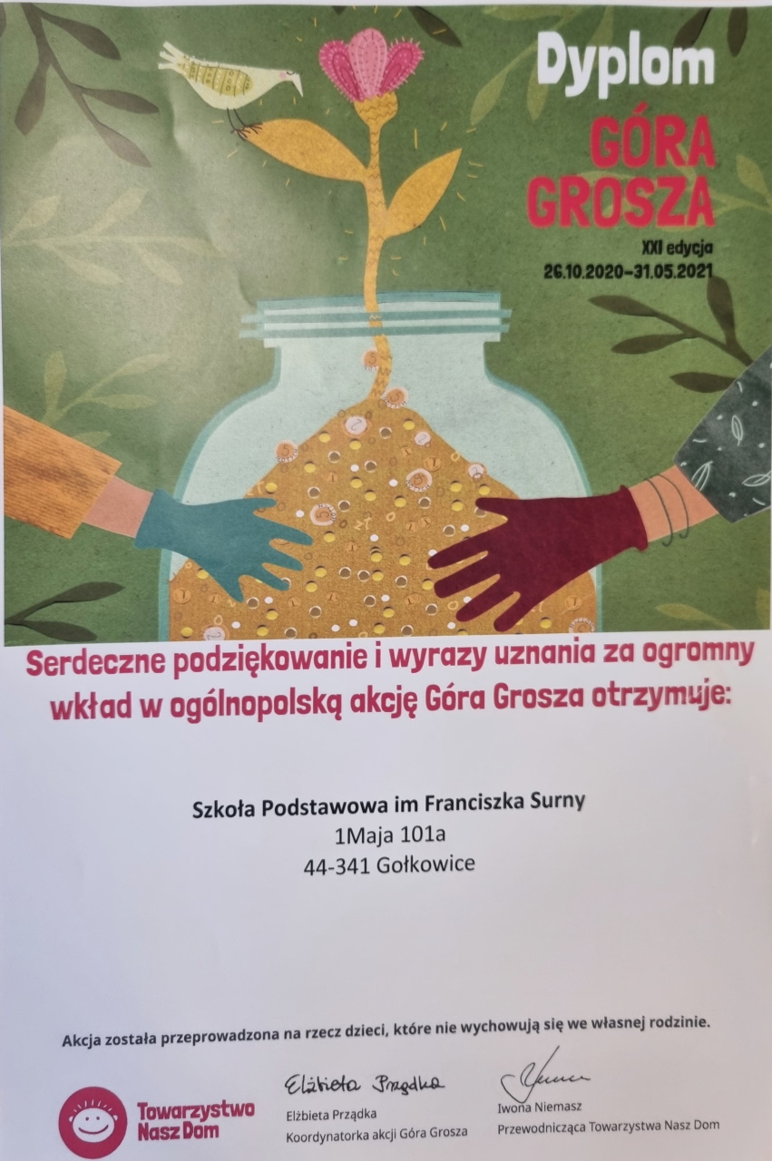 Podziękowanie za udział w akcji Góra Grosza