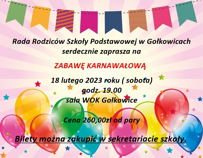 Zaproszenie na zabawę karnawałową