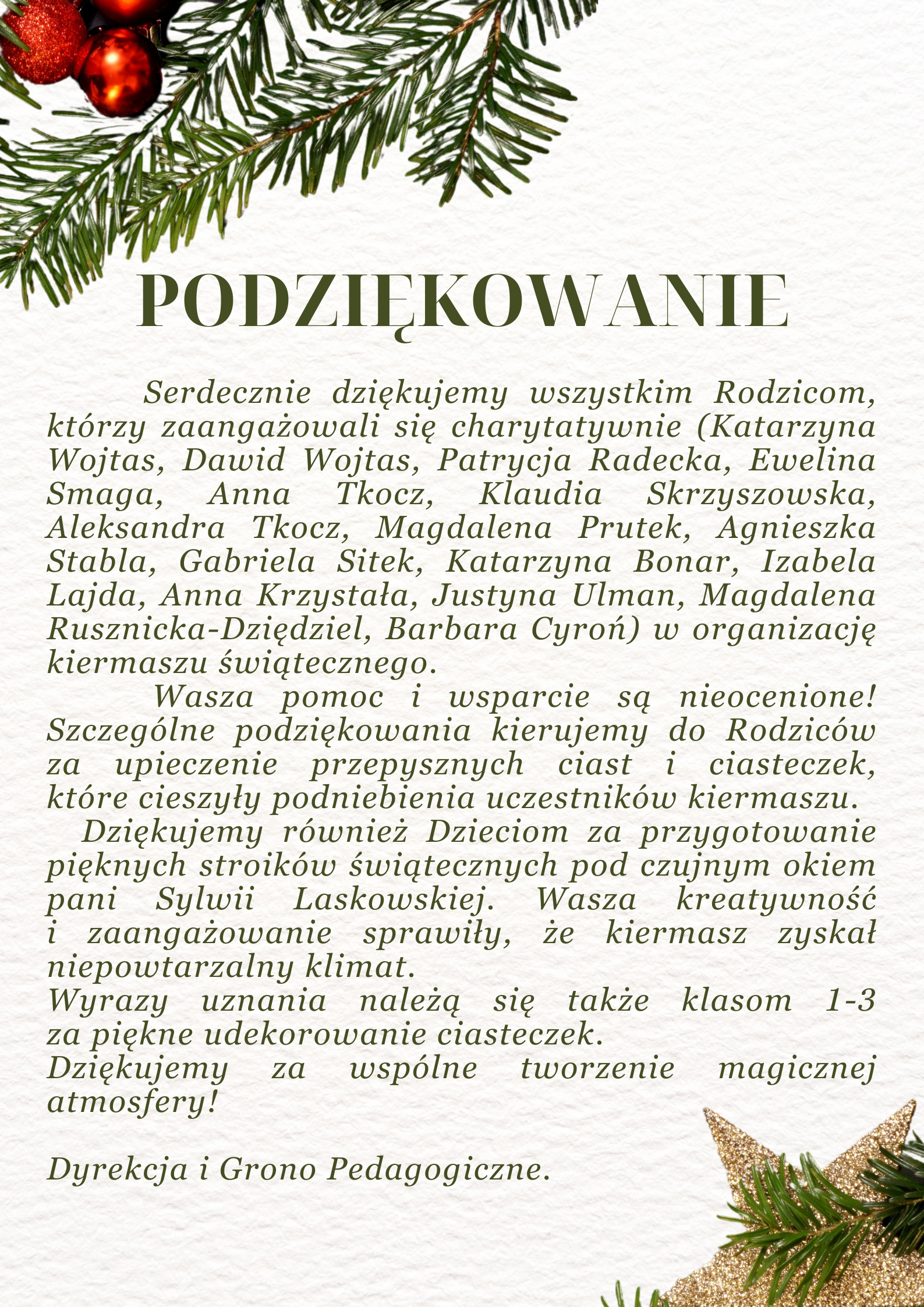 Tekst podziękowania