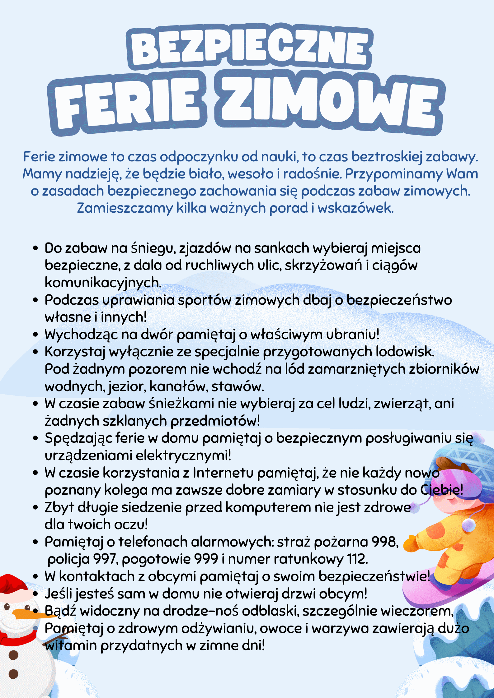 Rady na ferie zimowe