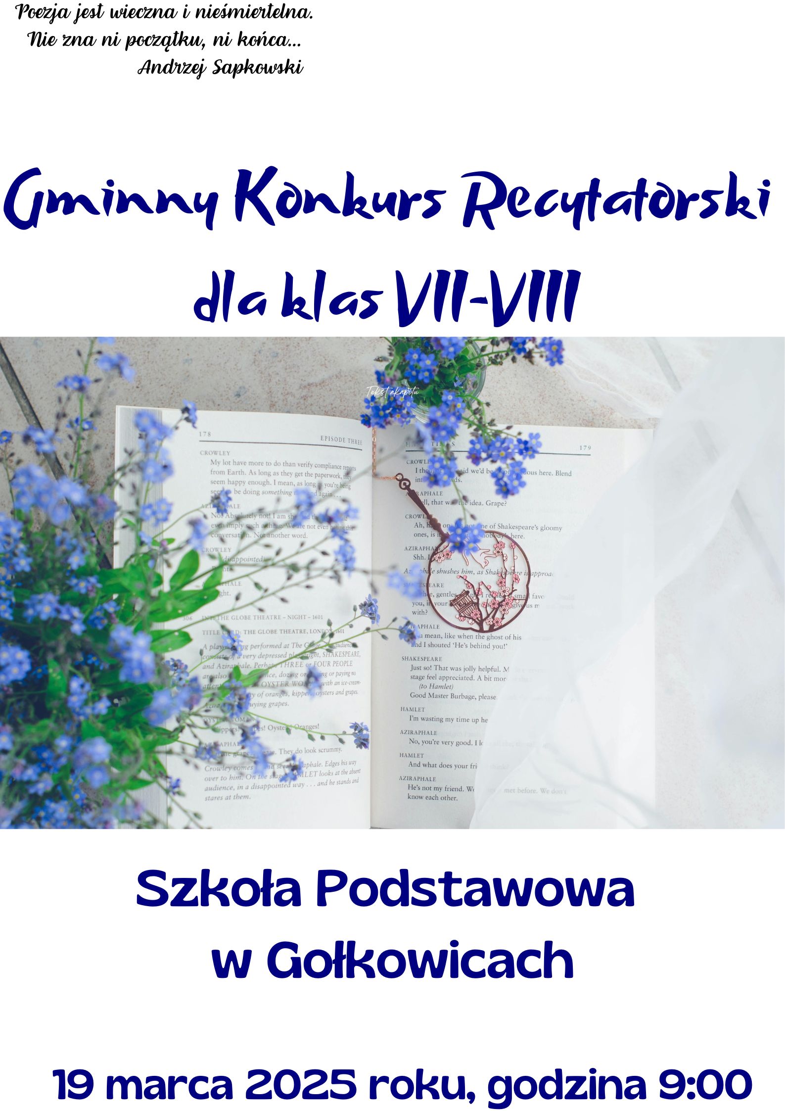 Gminny Konkurs Recytatorski plakat