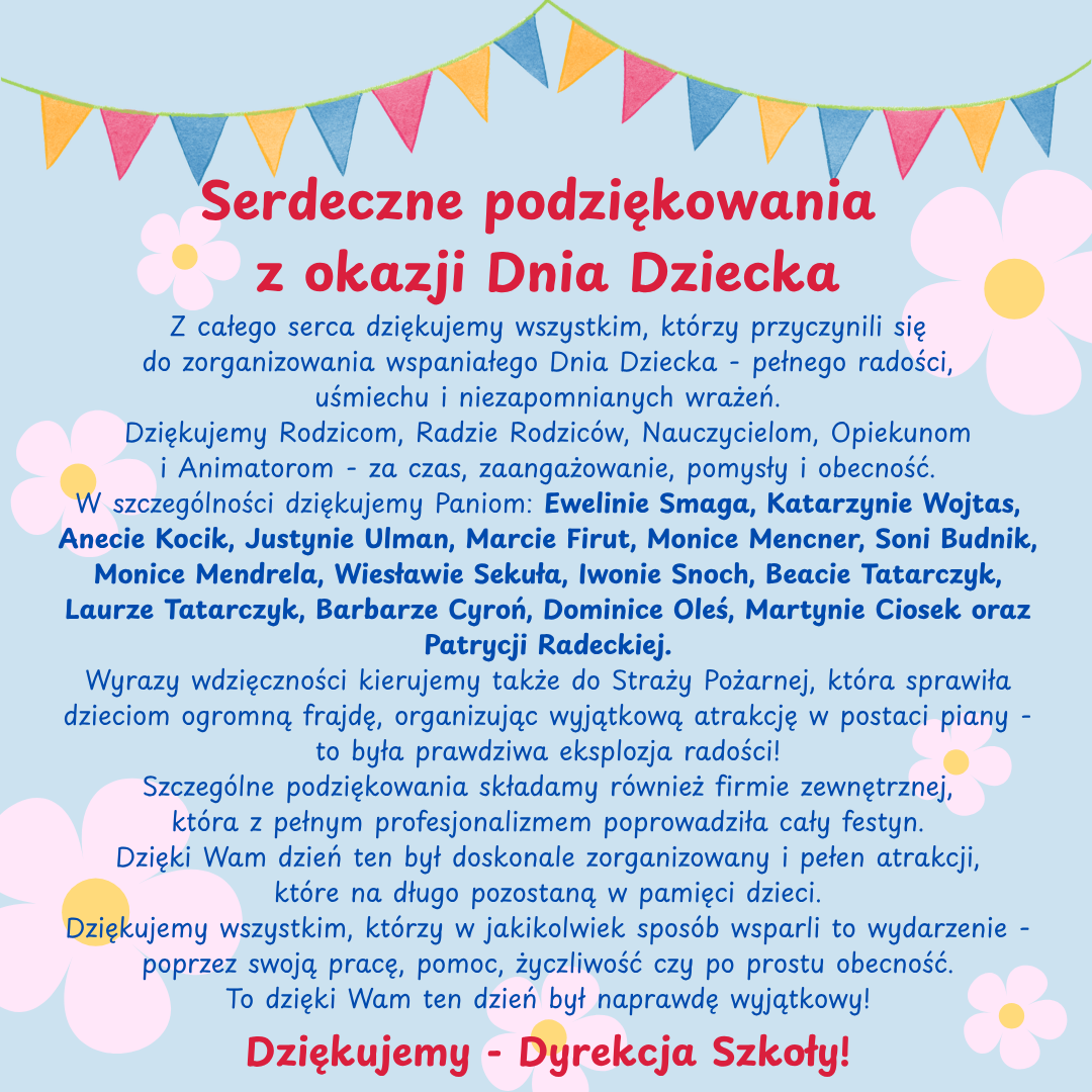 Treść podziękowania